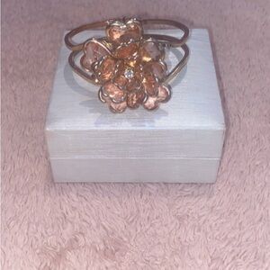 Floral Rose Gold-Tone Statement Cuff Bracelet